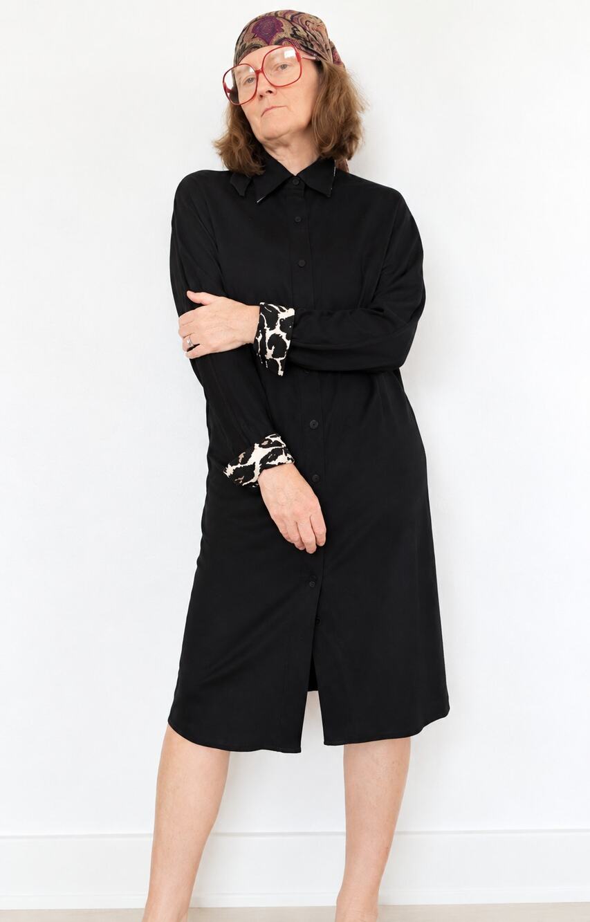 Diane Von Furstenberg Shirt Dress Size M Black Classic Workwear Career Designer